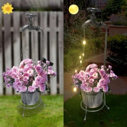 Garden lights, solar lights - tap with bucket