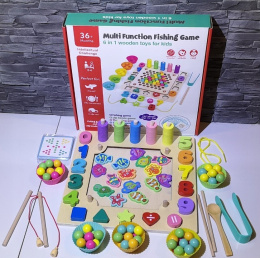Counting machine, wooden puzzle - blocks letters balls 6 in 1, age 3+