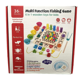 Counting machine, wooden puzzle - blocks letters balls 6 in 1, age 3+