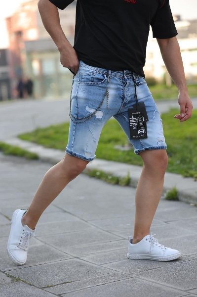 Krótkie jeansowe spodenki męskie marki: i8 DENIM model: 15657