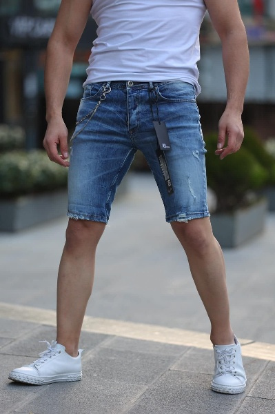 Krótkie jeansowe spodenki męskie marki: i8 DENIM model: 15661