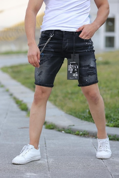 Krótkie jeansowe spodenki męskie marki: i8 DENIM model: 15663