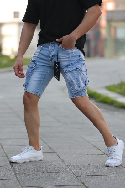 Krótkie jeansowe spodenki męskie marki: i8 DENIM model: 15669
