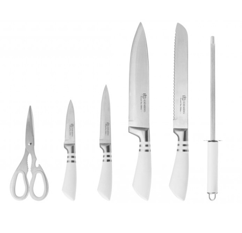 Komplet 5 noży w bloku + ostrzałka i nożyce Edenberg model: EB-942