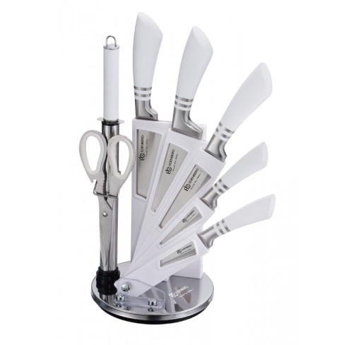 Komplet 5 noży w bloku + ostrzałka i nożyce Edenberg model: EB-942