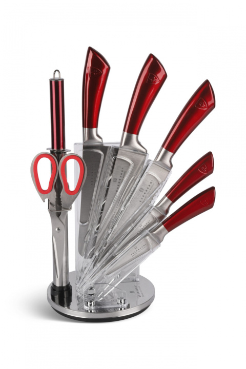 Komplet 5 noży w bloku + ostrzałka i nożyce Edenberg model: EB-804