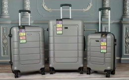 Zestaw 3 walizek podróżnych kabinowych na kółkach (kolor: SZARY)