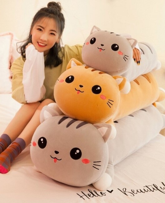 Large children's mascot (pillow, headrest) CAT with a size of 70 cm