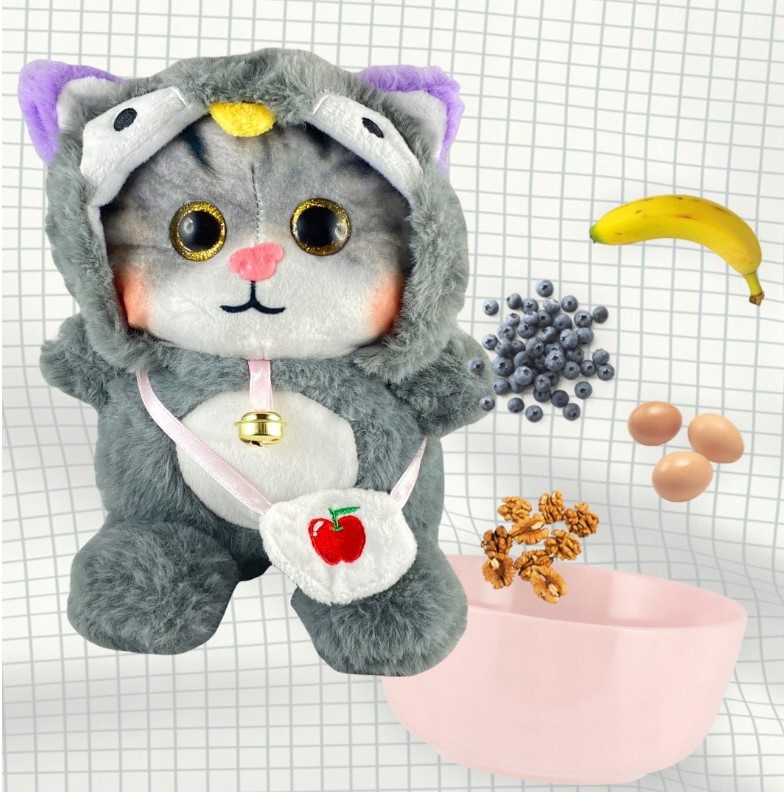 Mascot, plush Cat in a suit "Talking Tom Cat" with a size of 25 cm.