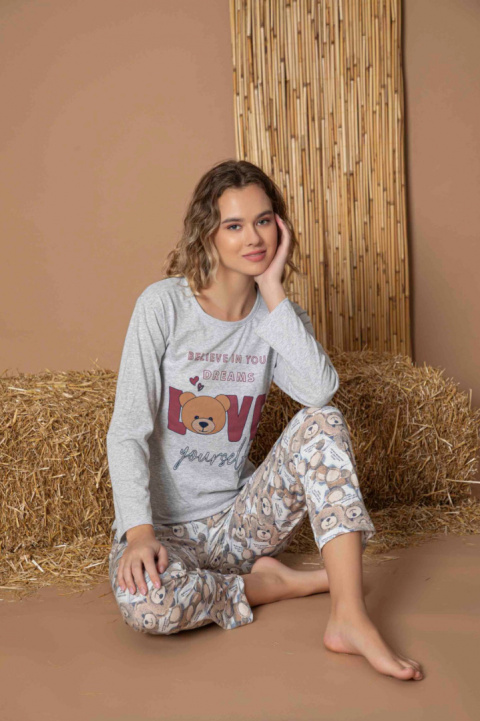 Cienka piżama damska z długim rękawem rozm. M-2XL