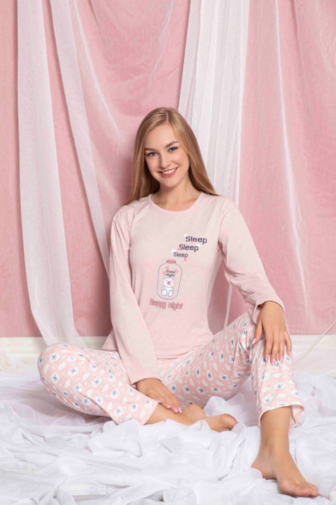 Cienka piżama damska z długim rękawem rozm. M-2XL