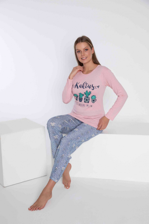 Cienka piżama damska z długim rękawem rozm. M-2XL