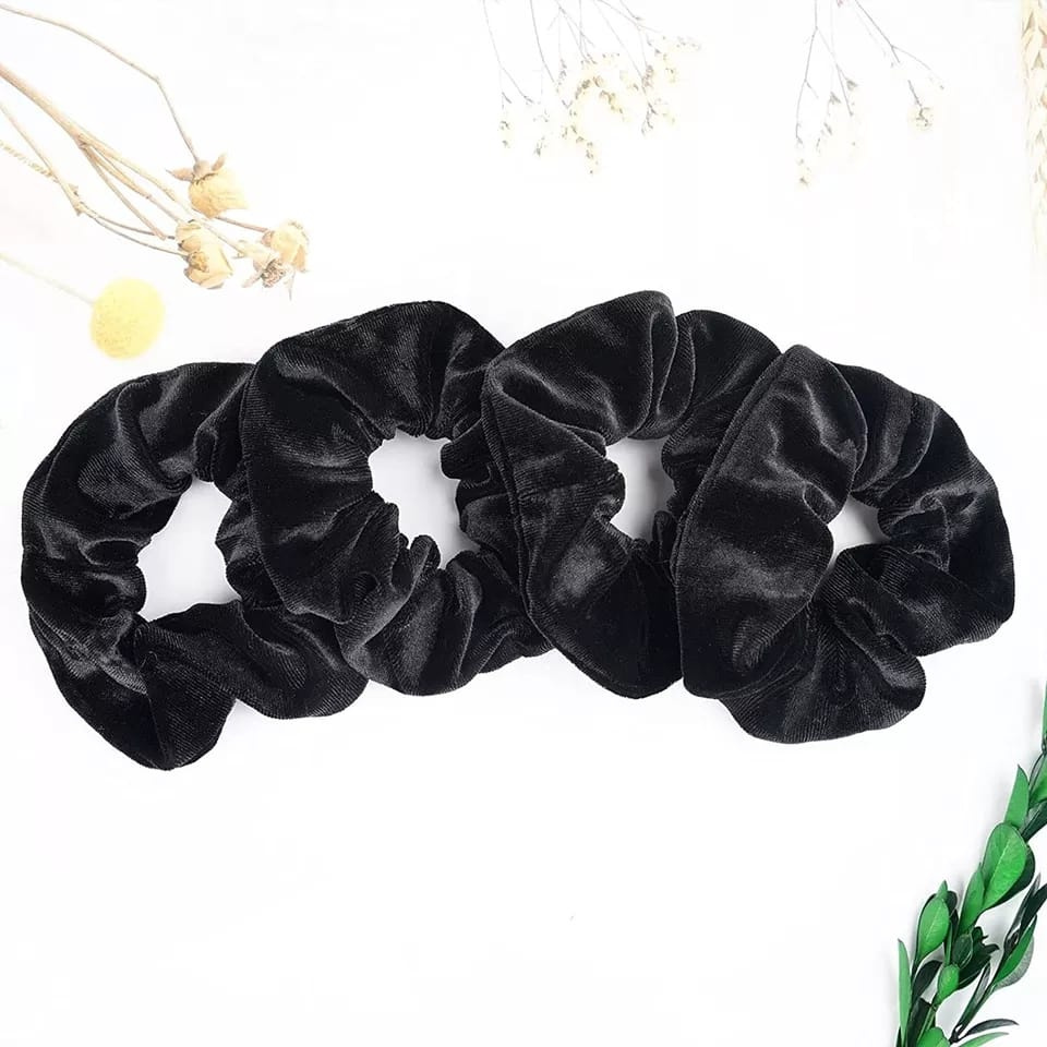 Velor hair scrunchies (black)