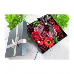 Soap flowers in a flower box - gift set