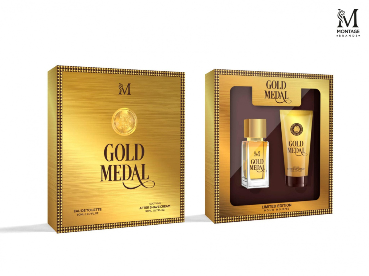 Men's set perfume 50 ml + body lotion 50 ml "Gold Medal"
