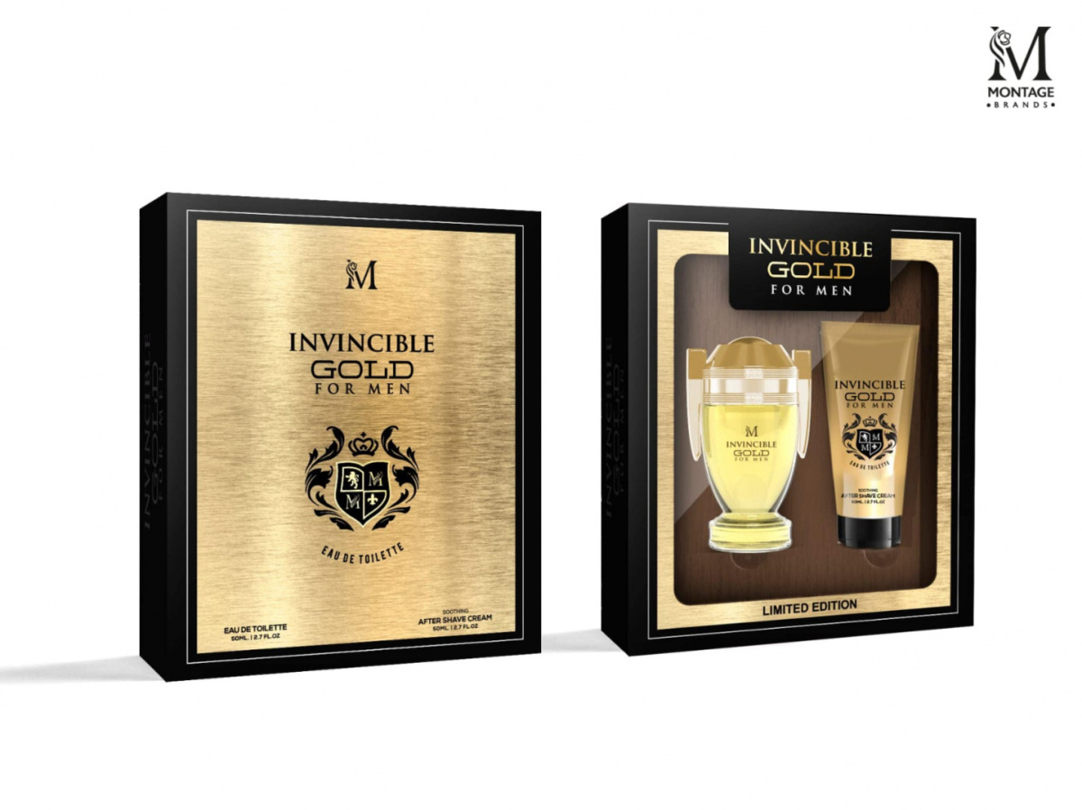 Men's set perfume 50 ml + body lotion 50 ml "INVINCIBLE GOLD FOR MEN"