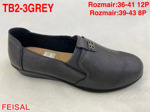 Półbuty, czółenka damskie FEISAL model TB2-3 GREY rozm. 36-41 (12P) i 39-43 (8P)