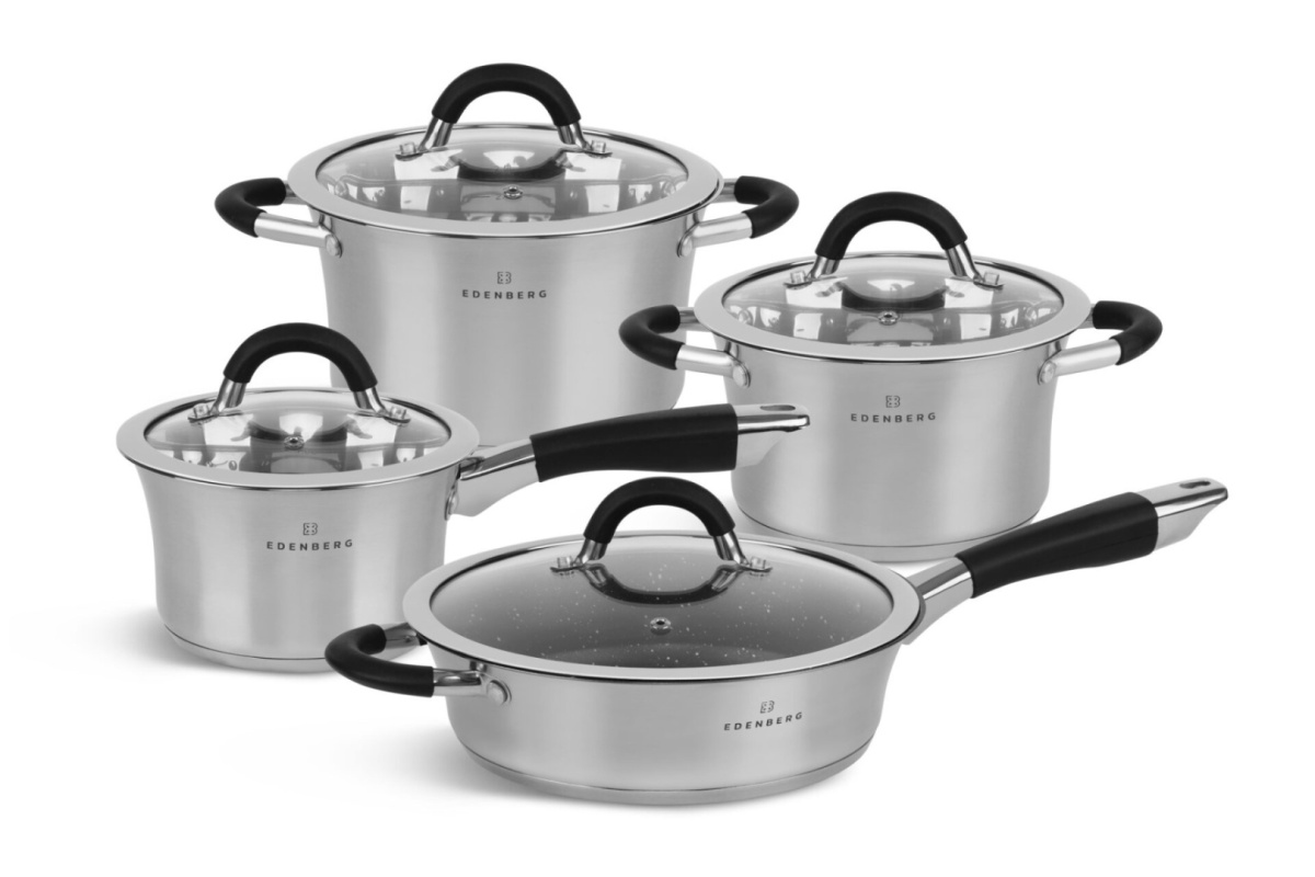 8-piece set of pots and pans by EDENBERG brand