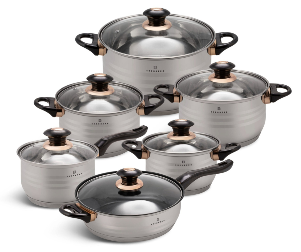 12-piece set of pots with Teflon pan by EDENBERG brand