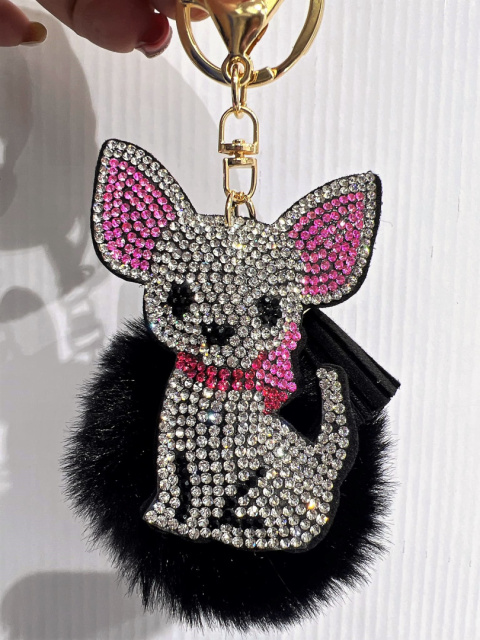 Decorative keychains for keys, purses with pom-poms