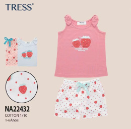 Girls' cotton pajamas for summer - 2-piece (size: 1-6 years)
