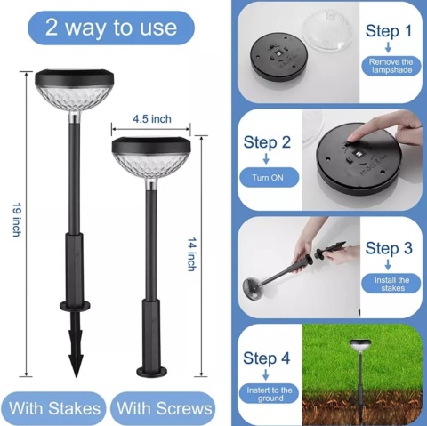 Lampy ogrodowe, solarne RGB - 8 kolorów