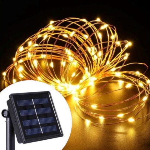 Lampy ogrodowe, solarne - girlanda drucik 100 LED