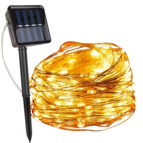 Lampy ogrodowe, solarne - girlanda drucik 100 LED