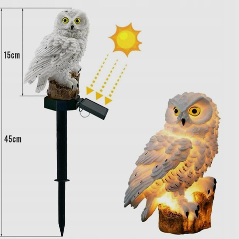 Lampy ogrodowe, solarne - sowa