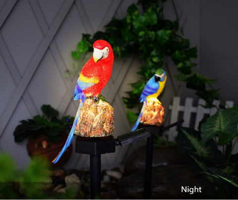 Lampy ogrodowe, solarne - papugi