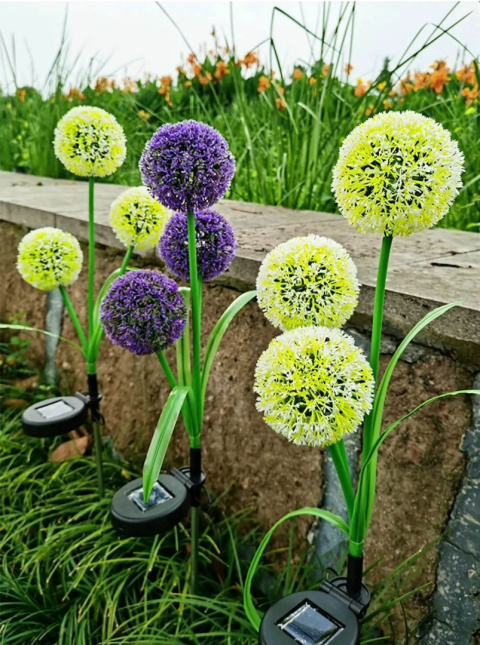Lampy ogrodowe, solarne - 3 kwiatowy czosnek