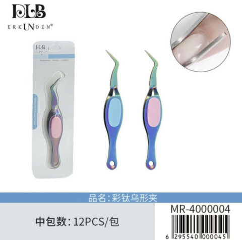 Steel tweezers for eyelashes and nails