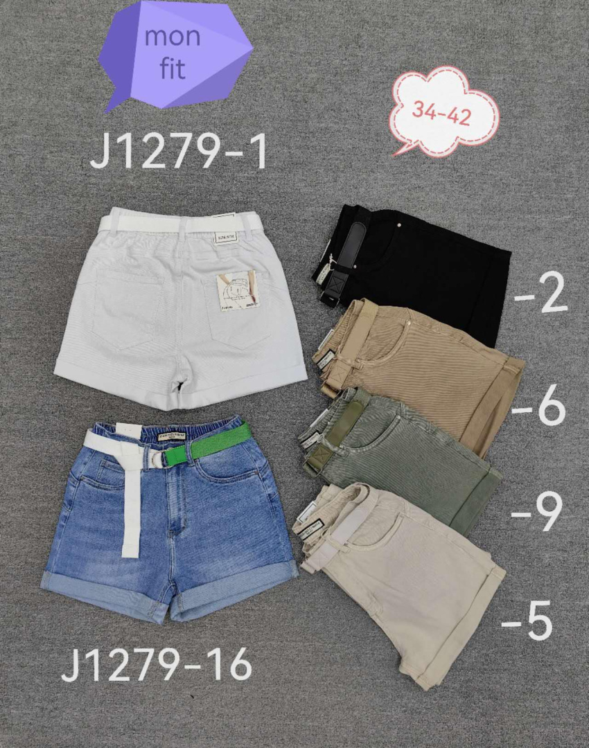 Women's denim shorts model: J1279 (sizes 34-42)