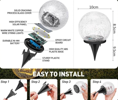 Garden lamps, solar lamps - glass spheres