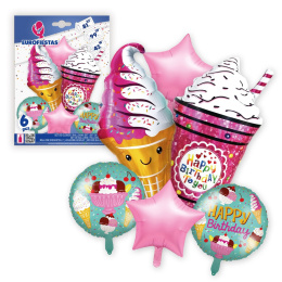 Birthday foil balloon set - ice cream