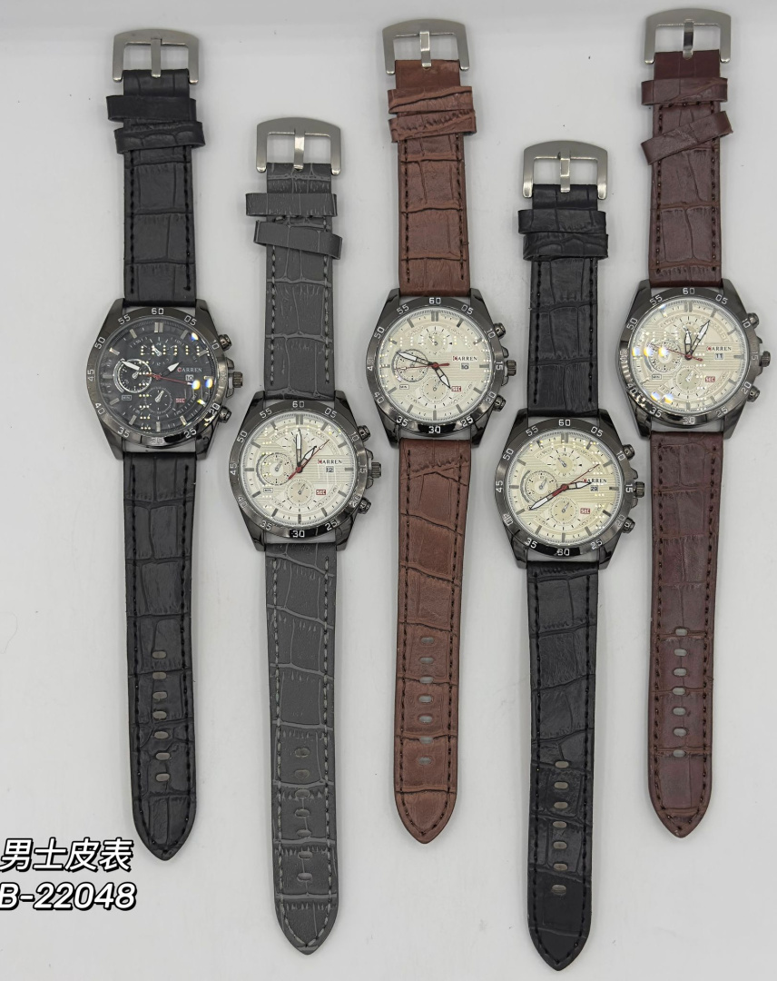 Men's watches on a leather strap, model: B-22048