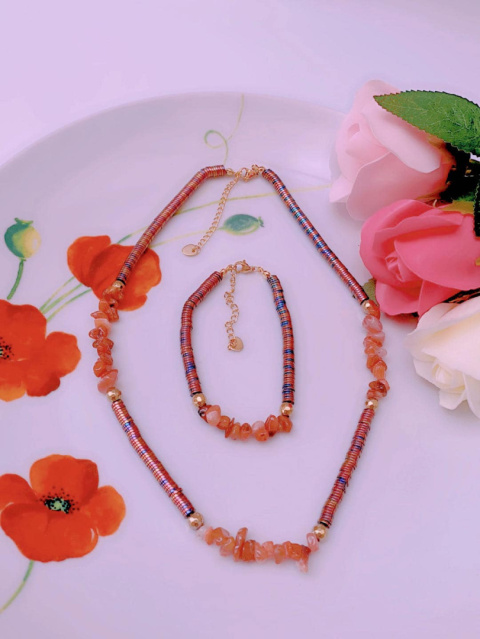 Necklace and bracelet - stone jewelry set