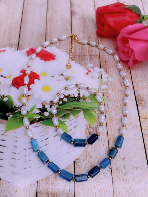 Necklace and bracelet - stone jewelry set