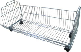 Galvanized basket on wheels (bottom) with dimensions 900x430x300 mm