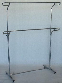 Store stand for clothes, single or double-sided, painted with chrome elements