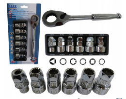 Universal wrench with ratchet + sockets 8-21mm