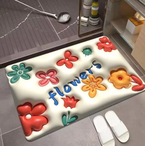 Quick-drying, non-slip bathroom mats - 3D designs