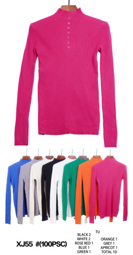 Women's ribbed half turtleneck - sweater model: XJ55#