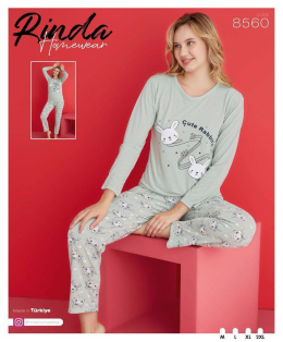 Women's long-sleeved pajamas, size M-2XL