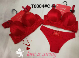 Komplet czerwonej bielizny (biustonosz + majtki) model: T6004#C