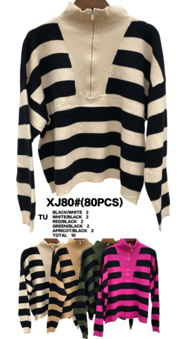 Women's half-zip turtleneck sweater model: XJ80#