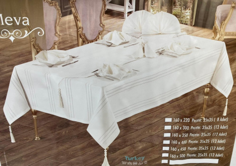 Set - jacquard tablecloth 160×220cm + 8 napkins