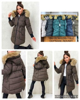 PLUS SIZE women's winter jacket with detachable sleeves, model: BH2287 (size: 3XL-7XL)