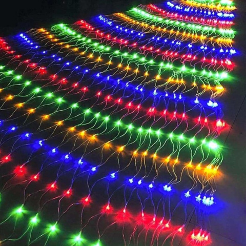 Micro LED mesh light curtain, colors: multicolor, cold and warm white
