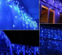 Lampki - sople zewnętrzne z fleshem 200 LED, kolory: ciepła i zimna biel, niebieskie